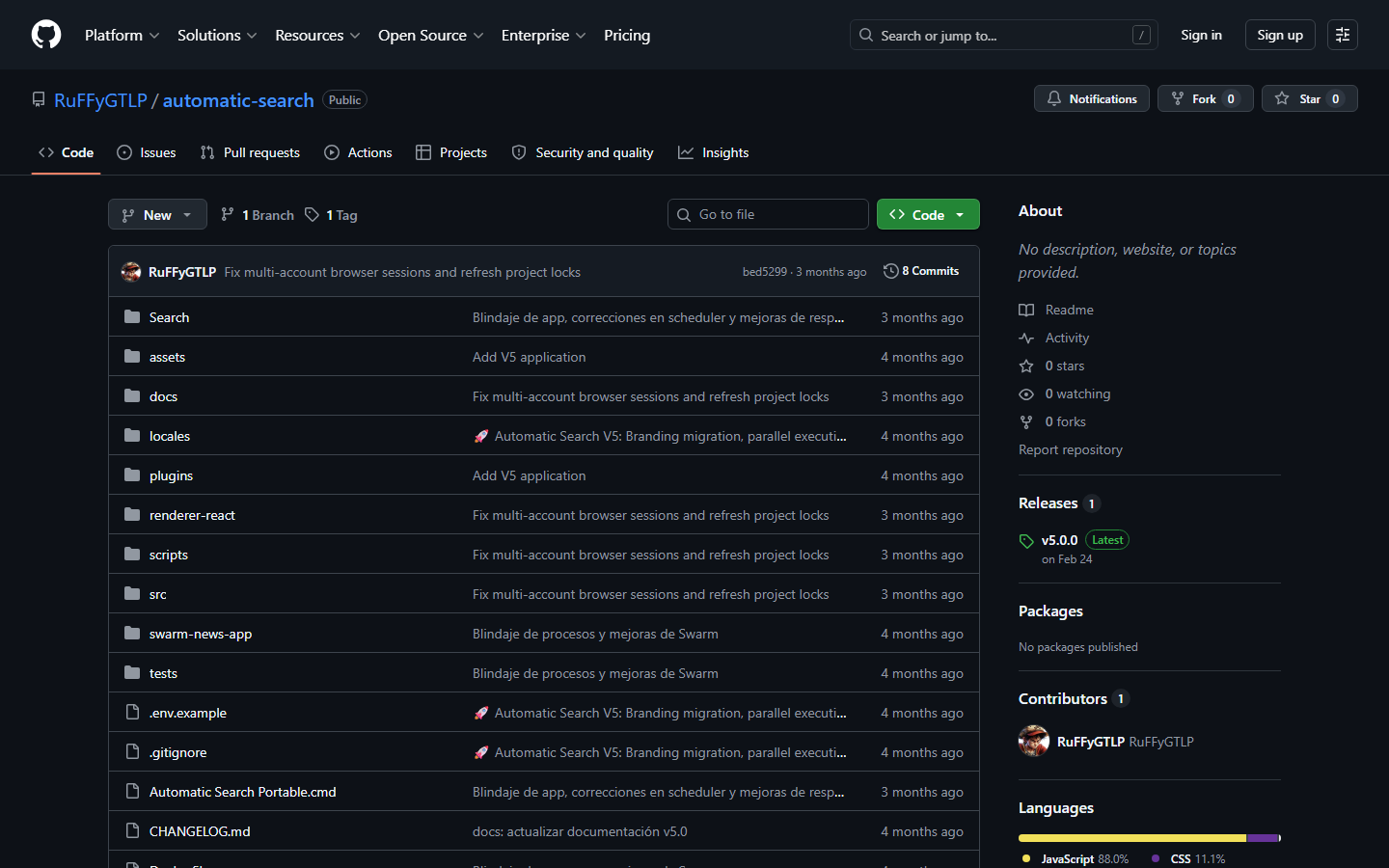 Captura de Automatic Search V5.0