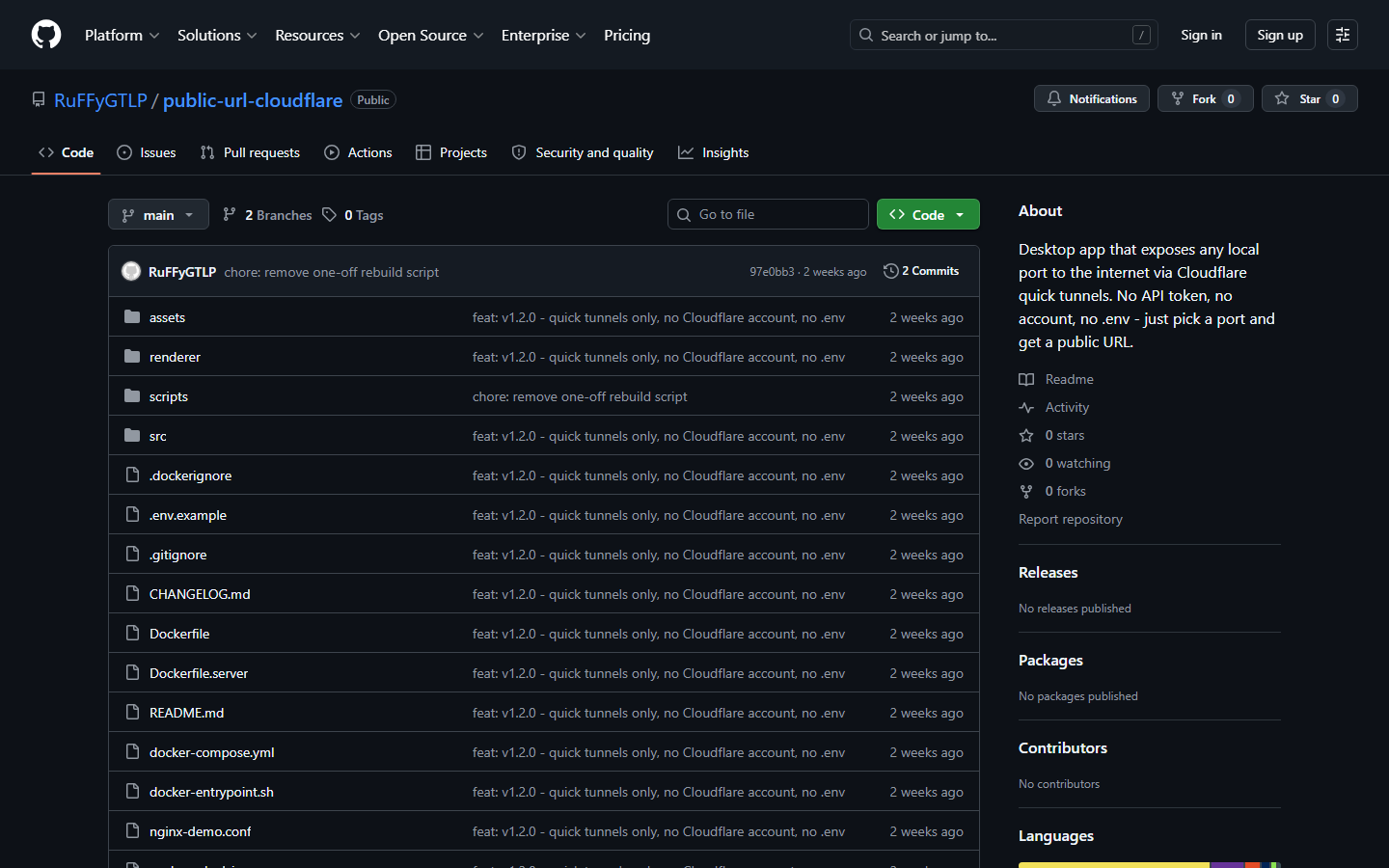 Captura de Public URL (Cloudflare)