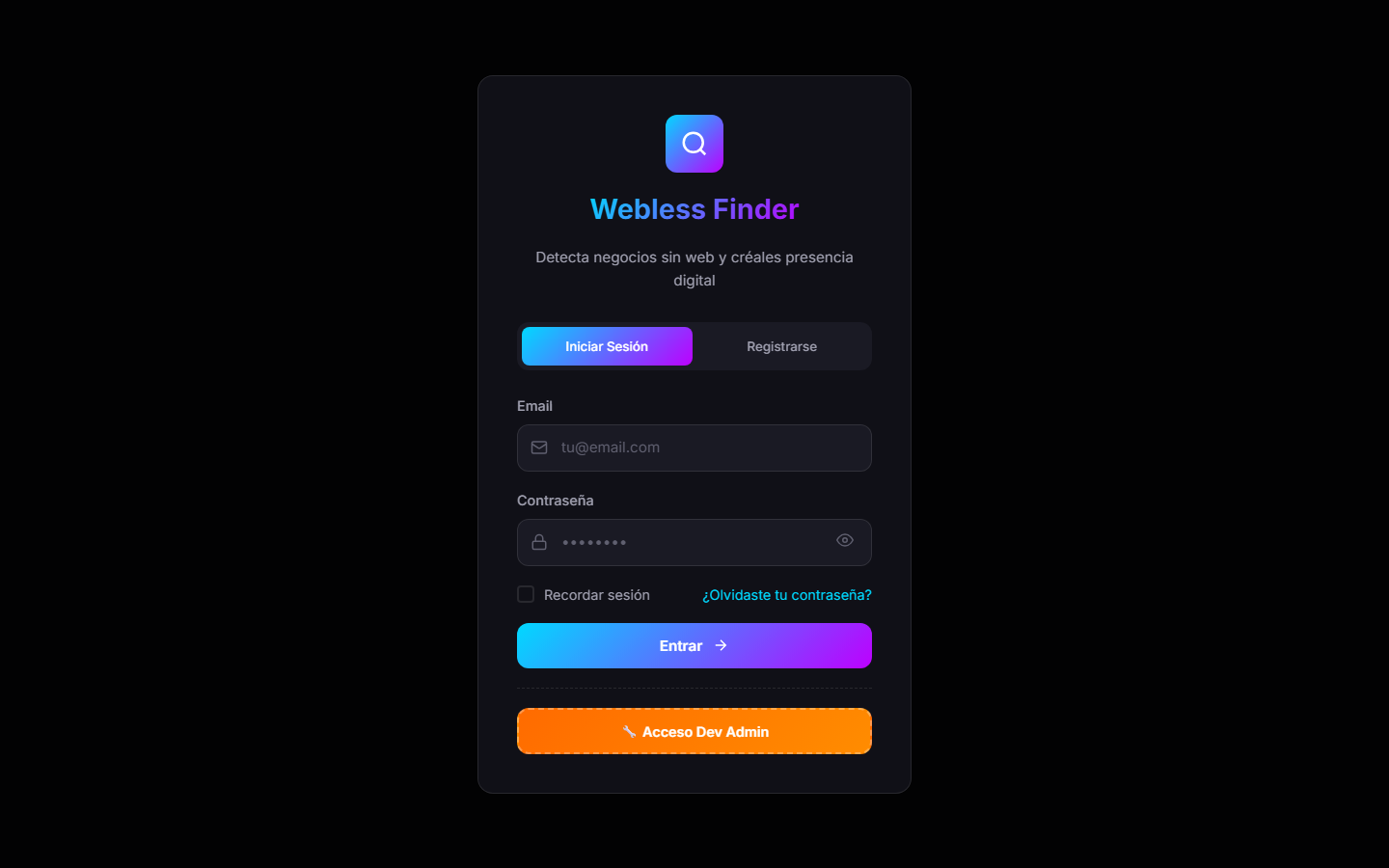 Captura de Webless-Finder-Business